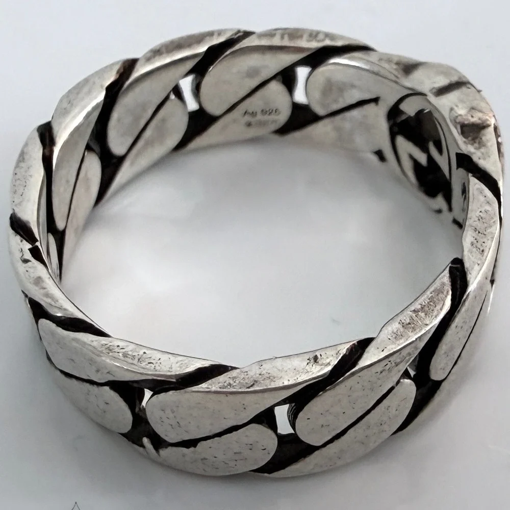 Gucci Interlocking G Curb Chain Ring Sterling Silver 661513 J8400 Size 12 IT 6